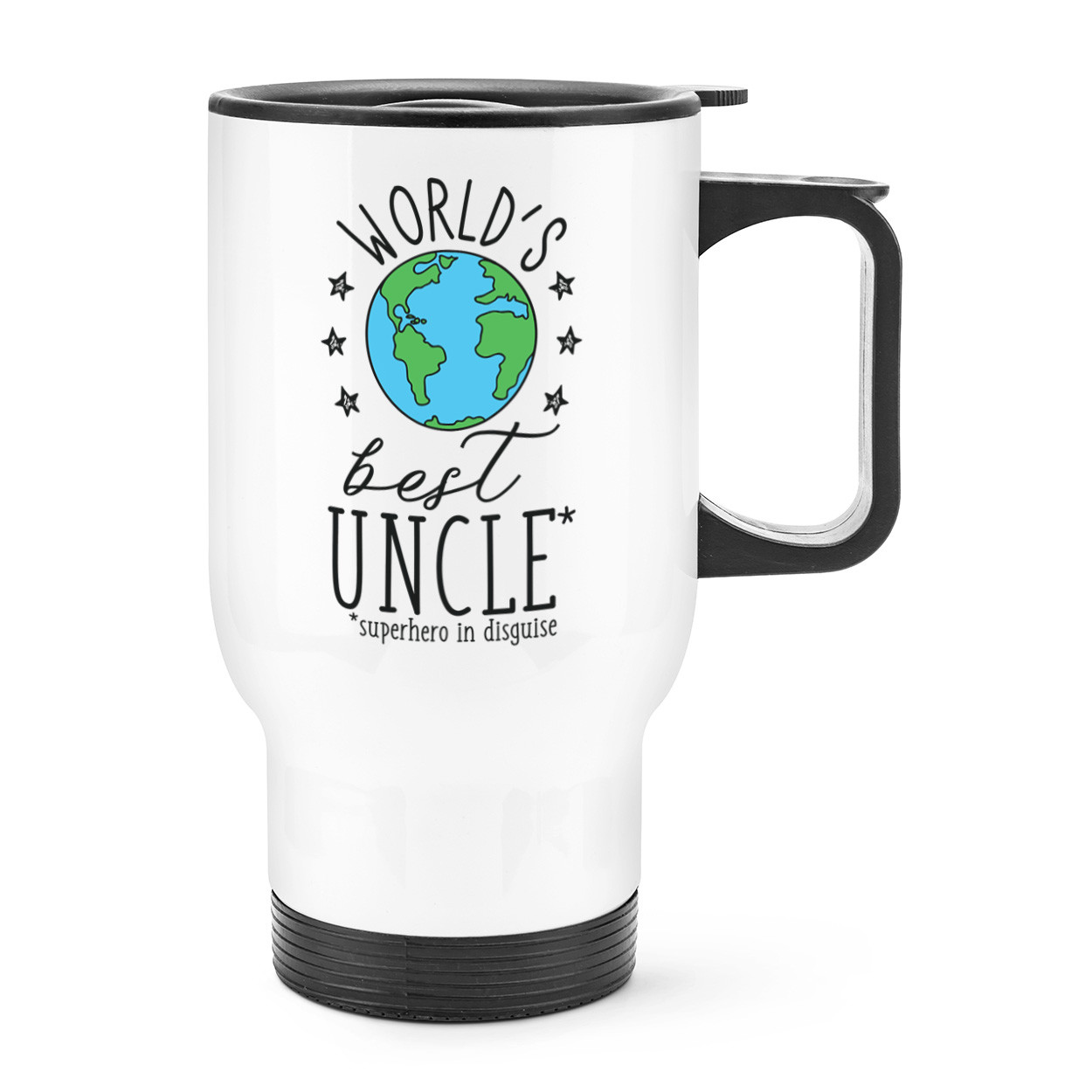 World's Best Uncle Travel Mug Cup With Handle - Funny Gift Present Thermal Flask