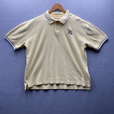 Warner Bros Looney Tunes Yellow Golf Willie Coyote Shark Logo Vtg Polo Shirt XL