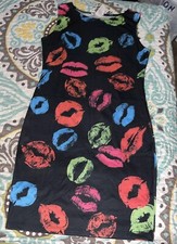 Unbranded Multicolor ICON  Lip Print Cami Body Fitted  Dress Size Medium