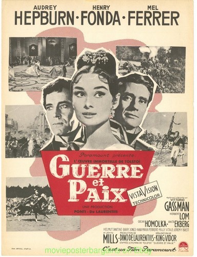 WAR AND PEACE MOVIE POSTER AUDREY HEPBURN FRENCH 10x18 Inch Petite Size 1956