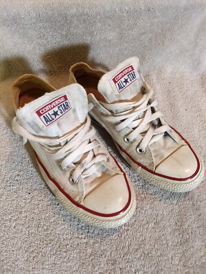 Converse Unisex All Star White Canvas Sneakers, Size: (M), (W) Used  #ZZ37+14