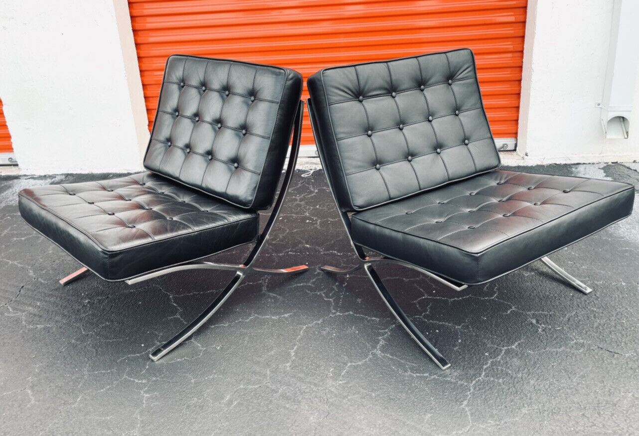 	OUTSTANDING PAIR OF MIES VAN DER ROHE BARCELONA CHAIRS