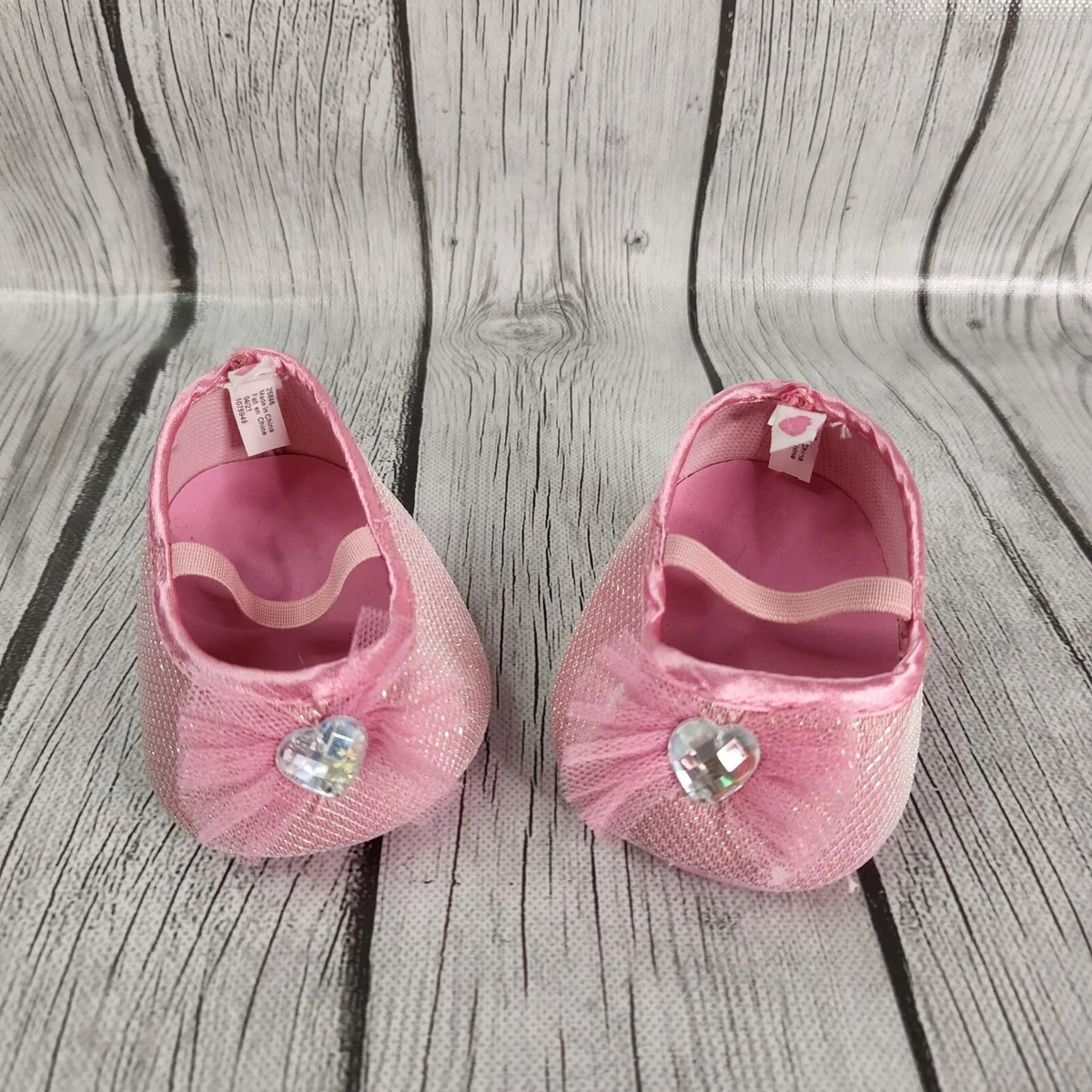 Build A Bear Shoes Pair Pink Sparkle Slippers Princess Heels Bows