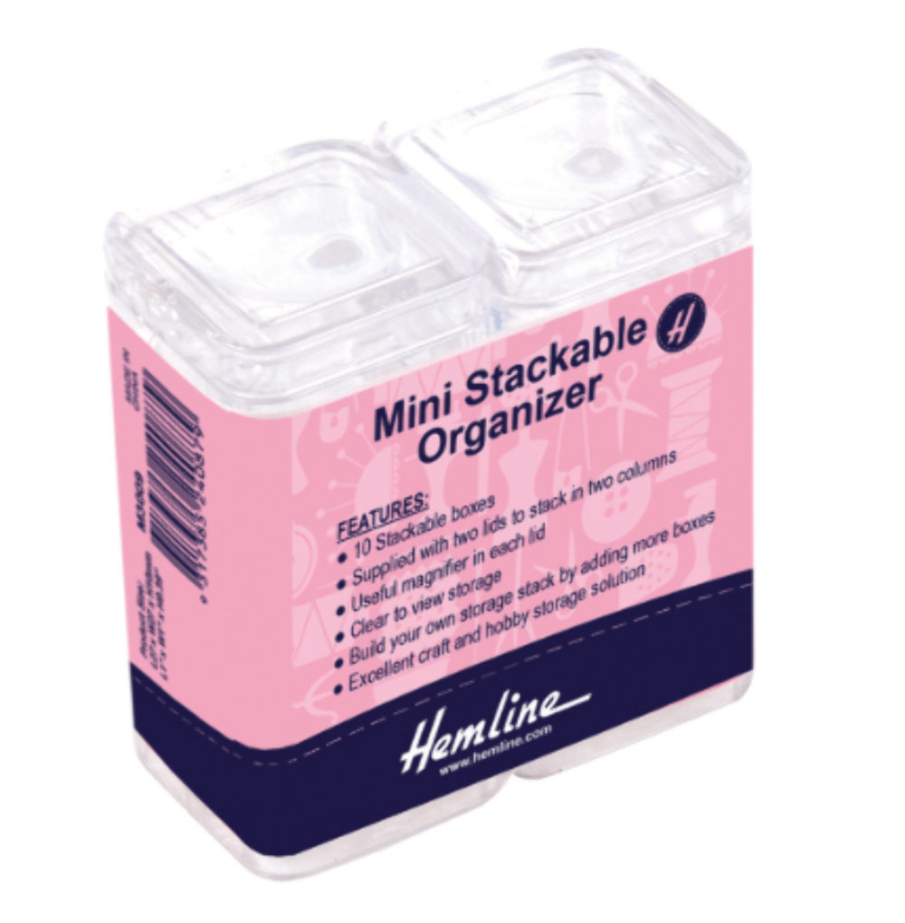 Hemline Mini Stackable Organizer Pack – Magnifying Lids, Compact Storage