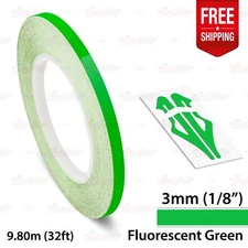 FLUORESCENT GREEN 1/8" 3mm Roll PIN STRIPE PinStriping TAPE Decal Vinyl Sticker