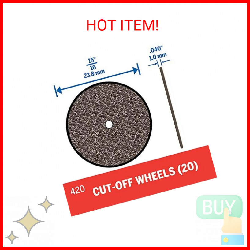 (20 Pieces) Dremel 420 Cut-off Wheel, 15/16 " (23.8 mm) diameter, 0.40 ...