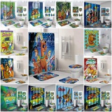 Scooby Doo 3D Waterproof Shower Curtain Bathroom Rug Toilet Cover Mat Lid Gift