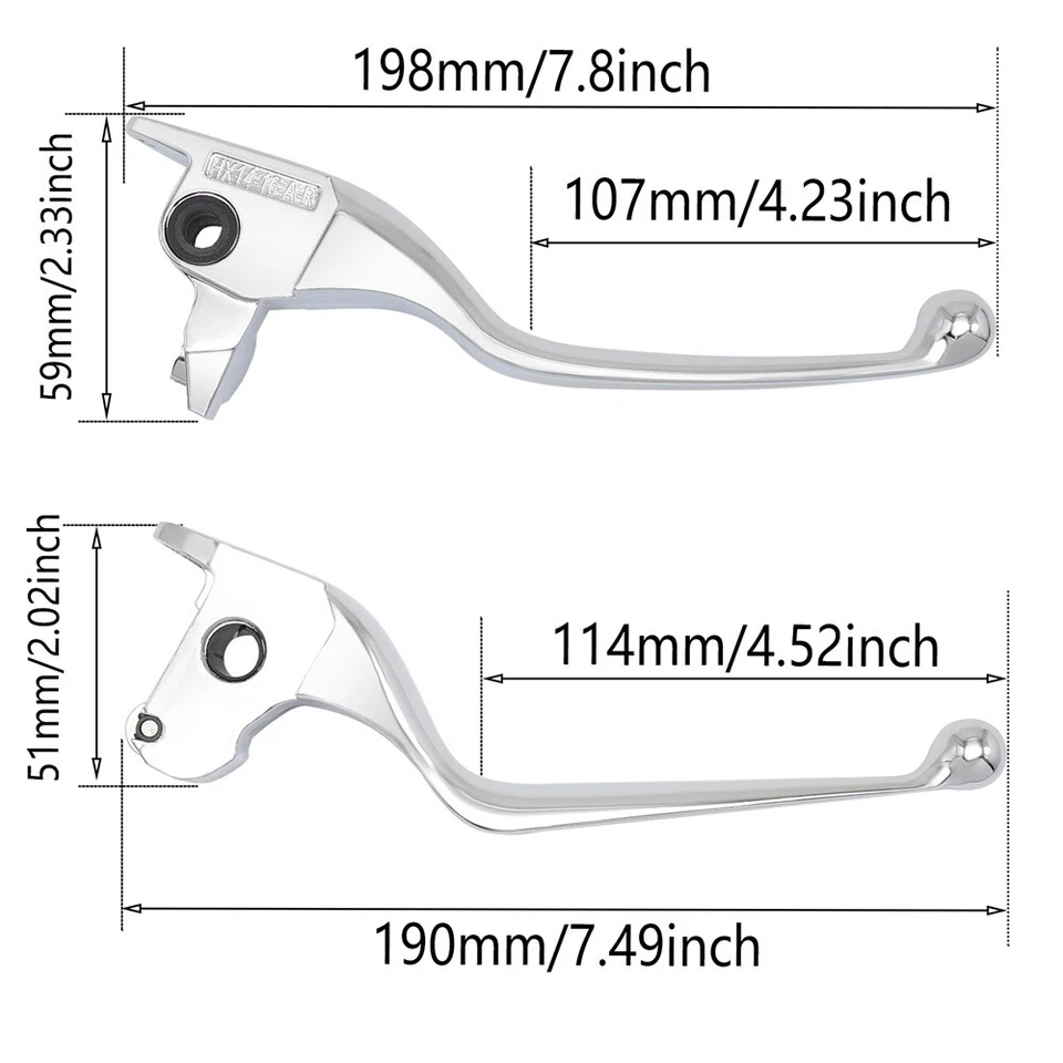 Hand Brake & Clutch Levers Chrome Hand Grips For Harley Ultra Limited 2014-2016 - Image 3 of 4