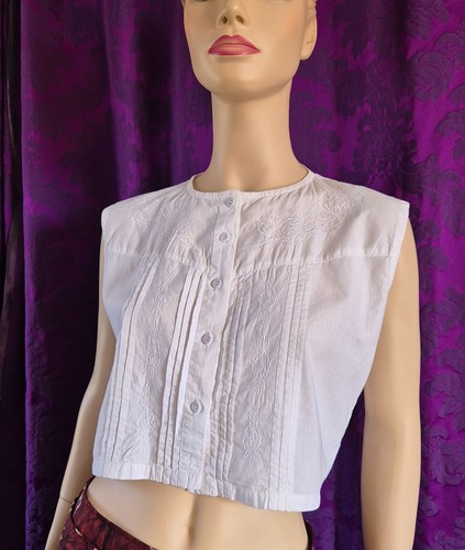 Vintage 90s Cotton Sleeveless Croptop - Antique Lingerie - Whimsy Goth - Picture 2 of 8