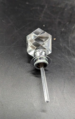 Vintage Oleg Cassini Clear Crystal Perfume Bottle Stopper Signed Faceted - Picture 12 of 13