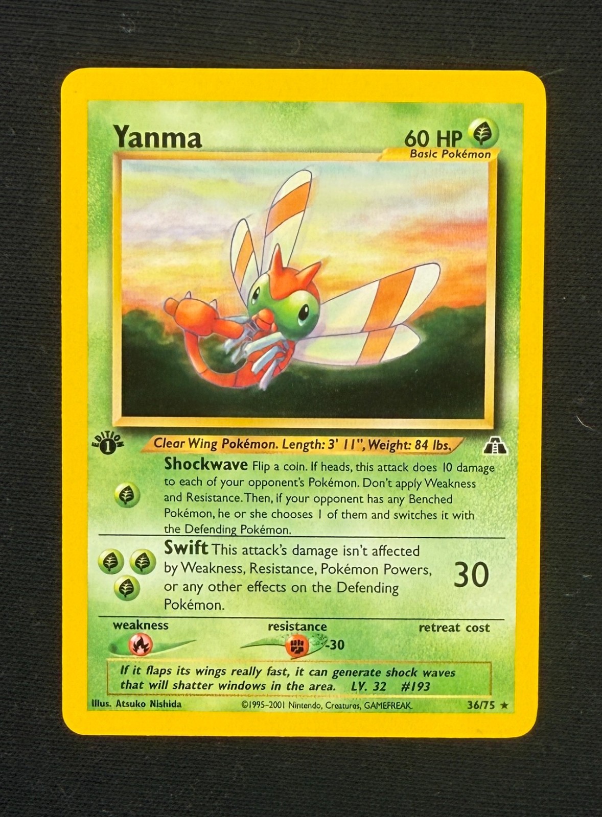 YANMA **1st Edition Rare** (NM/MT) - 36/75 Neo Discovery - Pokemon TCG