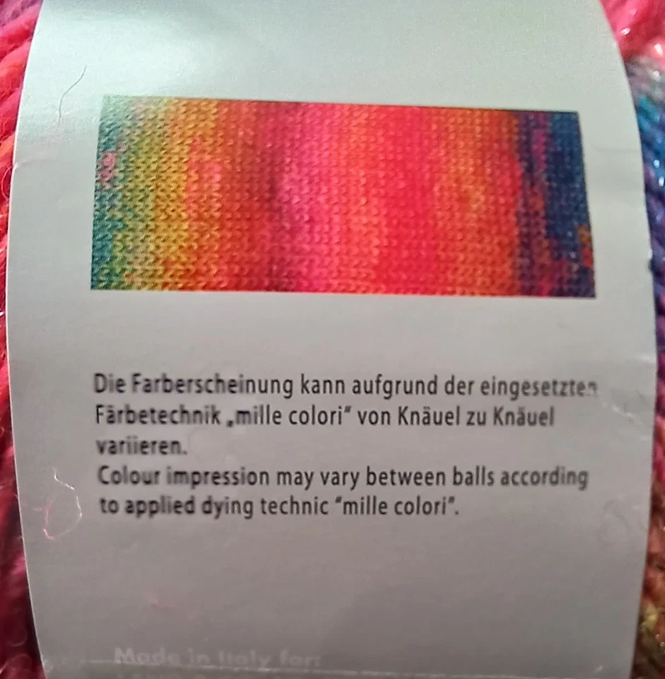 Lang Mille Colori Socks & Lace Luxe Yarn New 100 gm Ball Wool/Poly/Stellina 50 - Image 4 of 4