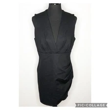 Lulus dress womens XL Cocktail Hour black pleated side tulip sleeveless sheath 