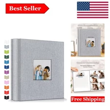 Elegant Linen Photo Album with Front Window & 600 Pockets