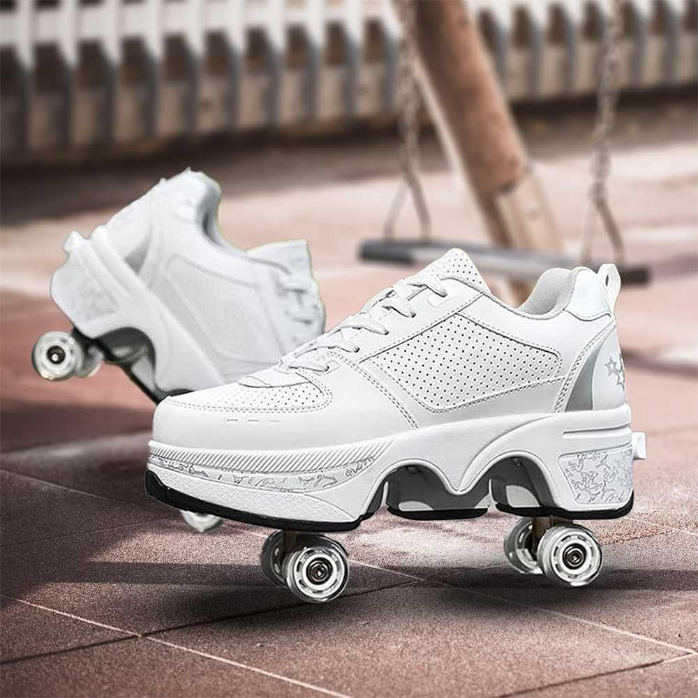 Roller Skate Shoes for Men, Double-Row Deform Wheel Automatic