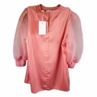 Ted Baker Organza Puff Sleeve Blouse Dusky Pink UK 10 Size 2 - New with Tags