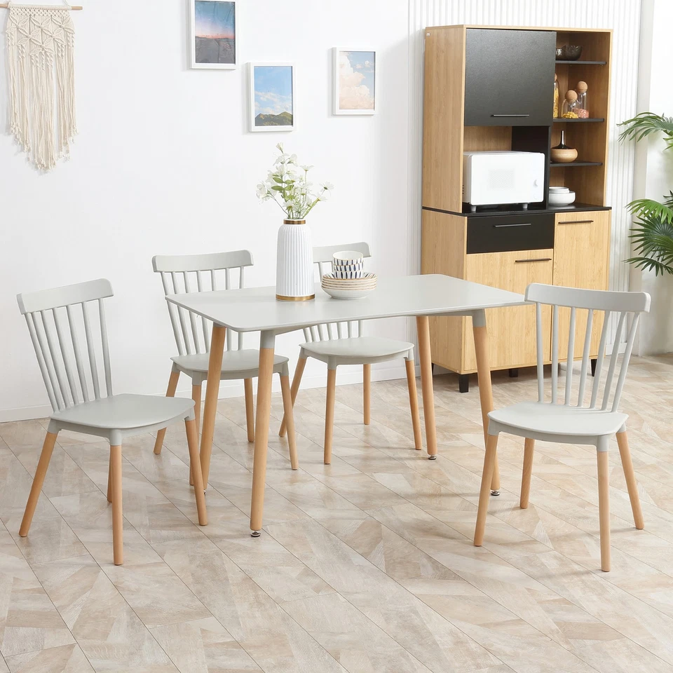 5 Piece Table and Chair Set Space Saving Dining Furniture with Wood Leg Design - Image 2 of 4