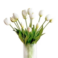 Artificial Tulips Flowers Fake Tulips Real Touch Latex Faux Tulip Realistic F...