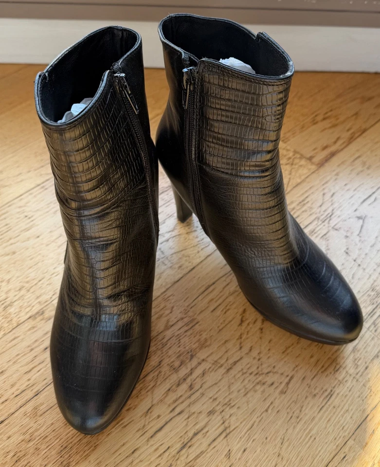 bottines Minelli cuir noir effet lézard, comme neuves - Photo 3/3