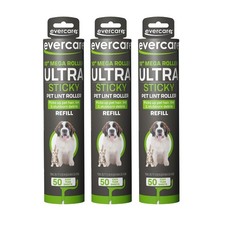 Evercare Pack of 3 All-Purpose Pet Mega Oversized Lint Roller Refills, 50 Sheets