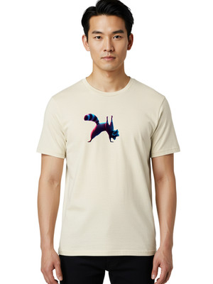 Yoga-Raccoon-2 Mens Graphic Tee, 100% Cotton, Casual Summer Wear