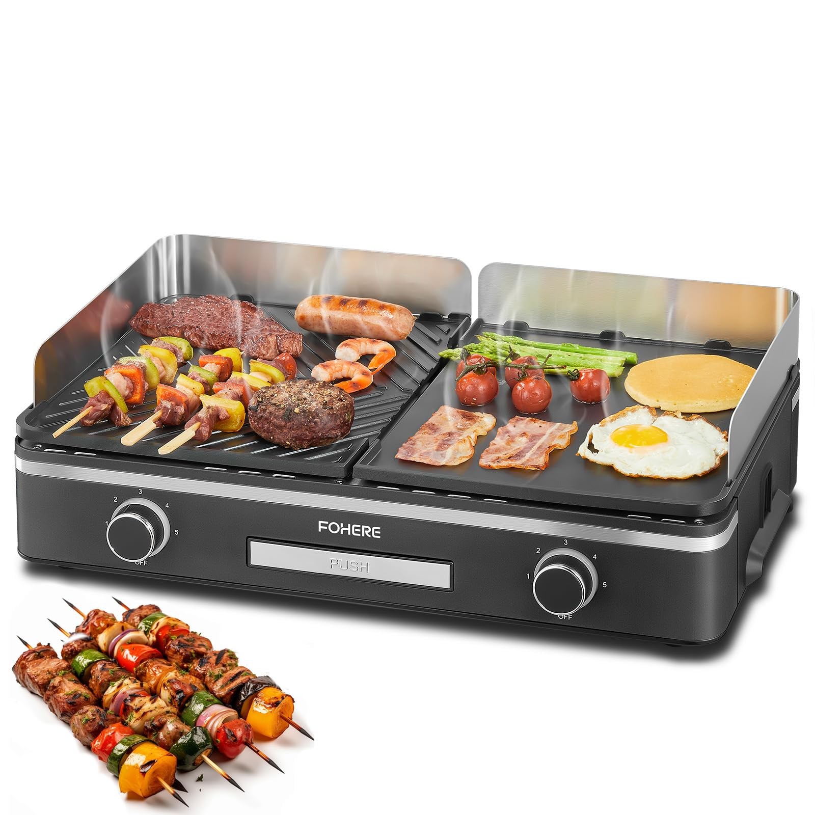 Barbecue Elettrico FOHERE 2400W | Ideale per Balcone e Camping