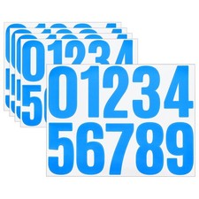 5 Sheets Vinyl House Numbers 4 Inch Self-Adhesive Number Stickers, Blue
