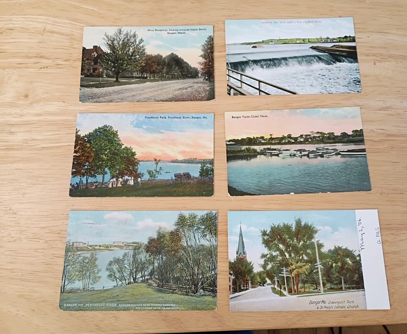 VTG Bangor Maine Postcard Lot Salmon Pool, W. Broadway, Penobscot River Park