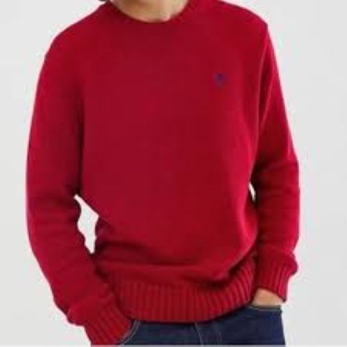 Polo Ralph Lauren Men XL Red Crewneck Pullover Logo Sweater Preppy Old Money VTG