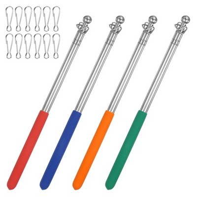 4er Pack 3.28Ft/1M Teleskop Flaggenstange Mit Clips Rot/Blau/Orange/Grün
