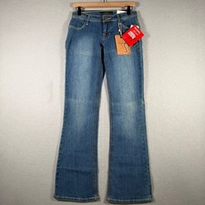 Southpole Freestyle Flare Jeans Womens 5 Mid Sand Blue Y2K Rhinestone Stretch