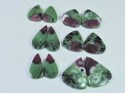 Natural Ruby Zoisite Matched Pair Pear Cabochon Loose Gemstone 06 Pair Lot