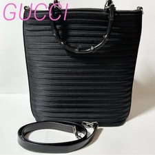 GUCCI Bamboo Canvas 002・1998・0353 2-Way Handbag Shoulder Bag Black D0507110D