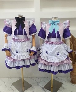 Maid cafe lolita purple pink anime nurse dress Japan JPOP Cosplay Costume