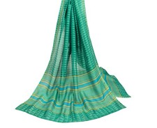 Sushila Vintage Hand Block Printed Dupatta Pure Cotton Teal Green Long Stole