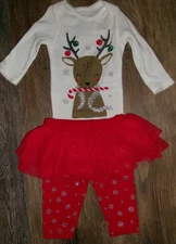 Baby Girl Christmas Outfit Carters Size 3M,6M, 9M NEW Bodysuit & Pants w Tulle