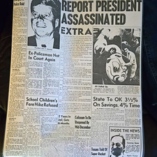 The Indianapolis News Home Edition Extra "Report President Assassinated"