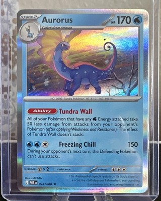 Pokémon Aurorus 024/088 POR Stage 2 HP170 Tundra Wall Freezing Chill Holo Card