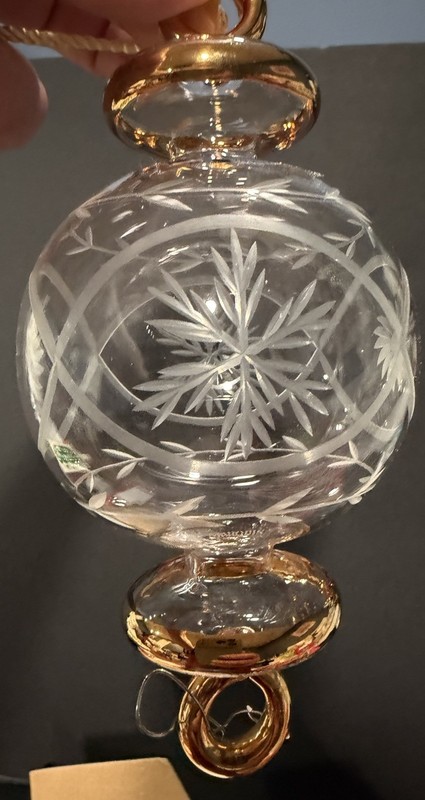 Vintage Marquis by Waterford Winter Celebrations Ornament w/Tassel Crystal Gold