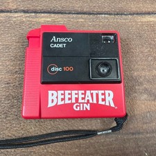 Ansco Cadet Disc 100 Camera Mens OS Red Excellent Beefeater Gin Promotional 80s