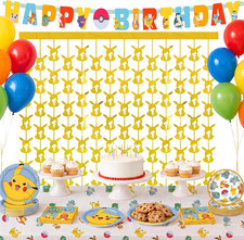 Pokemon Birthday Decorations - Serves 16   Banner, Tablecloth, Plates, Napkins,
