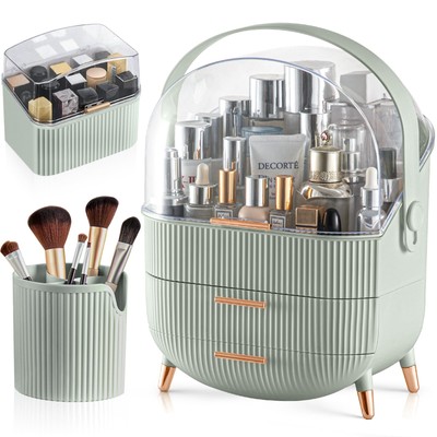 Makeup Organizer,Skincare Organizer with 2 Drawers and Brush Storage Box,Lips...