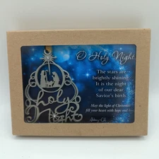 Abbey & CA Gift O Holy Night Nativity Ornament w/ Crystals on Gold Ribbon New