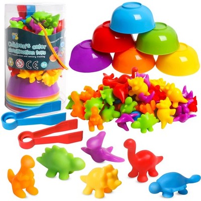 Counting Dinosaur Toys Matching Games with Sorting Bowls Sorting Toy for Todd...