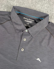 Tommy Bahama Island Zone Palm Coast Polo Shirt Mens Large Black Performance