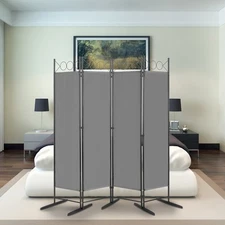 LEADZM 6FT 4-Fold Top With Shape Foldable Screen Gray
