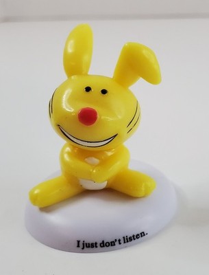 Jim Benton Happy Bunny  I Just Don't Listen'' Yellow Bunny Figure New