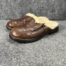 UGG Australia Slippers Womens Size 7 Brown Leather Shearling Clog Mules 5455
