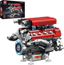 1101 Pcs V8 Engine Model Kit that Runs, 8-Cylinder Car Engine Building Sets with