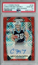 PSA 10 Christian McCaffrey 2017 Panini Prizm CM Auto Red Power 20/49 Rookie Card